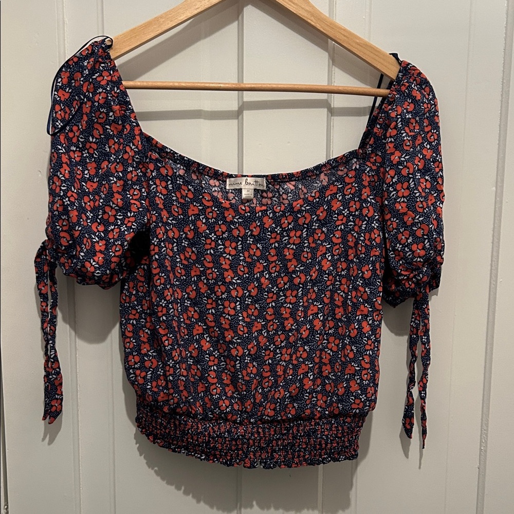 Nine Britton Navy and Red Floral Blouse